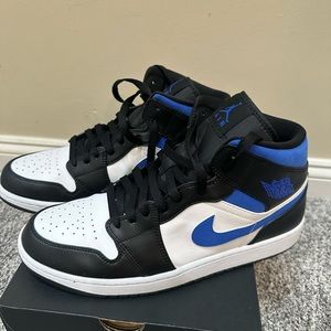 Nike Air Jordan 1 Mid White Racer Blue Black Retro - Men size 11.5